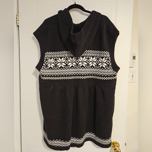Womens plus size 1X oversized sleeveless cardigan black white hood 100% cotton - Picture 3 of 3